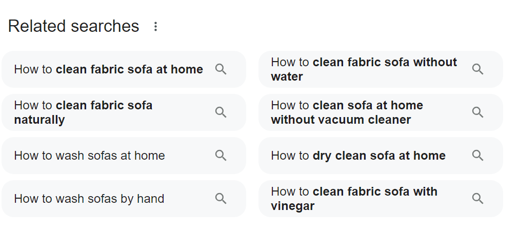 Related Searches on Google search results